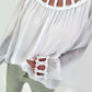 Silk Tunic with Crocheted Neckline - White