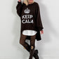 Oversized shirt model "KEEP CALM" - coffee