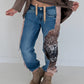 Jogg-Jeans im Used Look Leopard - denim