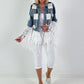 Boho Jeansjacke mit aufwendigen  Details - denim-weiss