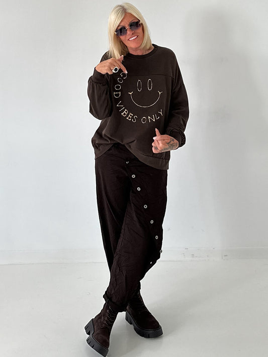 Sweater Good vibes only - mokka