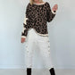 Sweatshirt mit All Over Leo-Print und trendigen Sternelementen - taupe