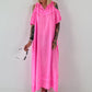 Neon pink cold shoulder hoodie dress