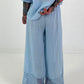 Wide-leg linen trousers - light blue
