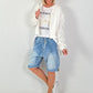Bomberjacke mit gerafftem Arm - weiss