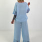 Linen shirt with short sleeves - light blue
