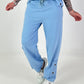 Sweatpants with eyelets - light blue
