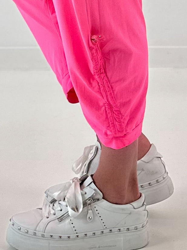 Sweatshirt Baggy mit Beinraffung - neonpink