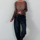 Mesh Shirt mit Punkten - mokka