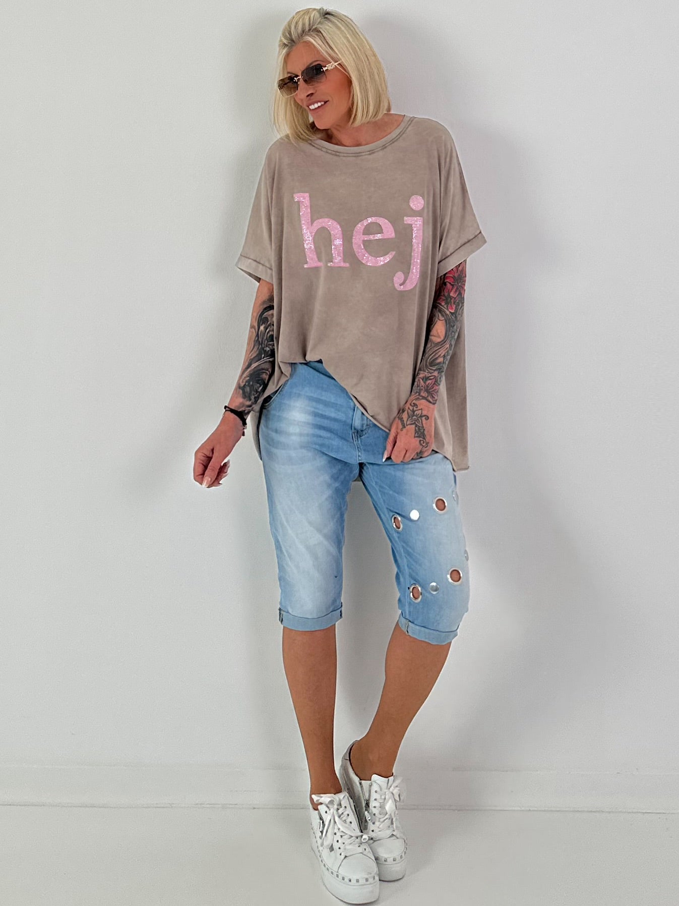 T-shirt Hej - taupe