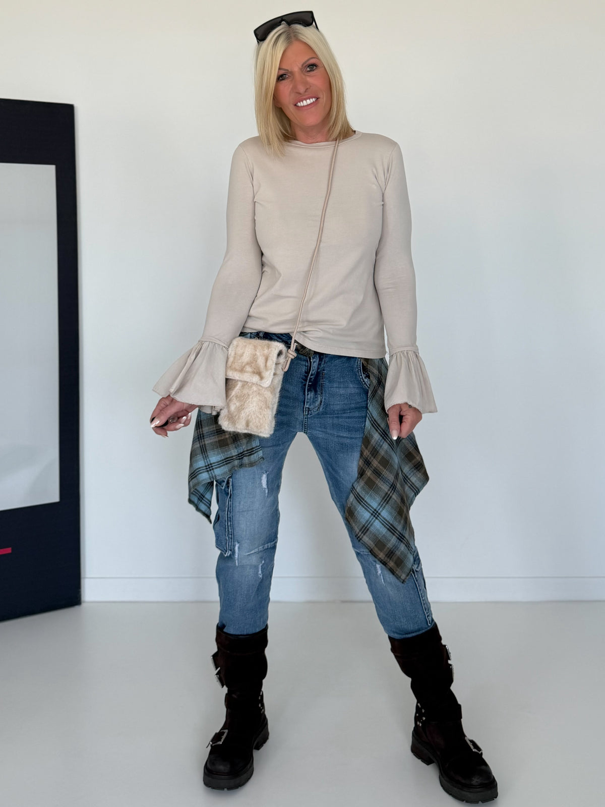 Kleine Felltasche / Phone Bag - creme