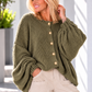 Kuschelige Oversized Strickjacke mit Außennähten - oliv