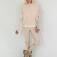 Vegan leather trousers with patch - beige