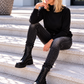 Jeans mit funkelndem Strass - used-black