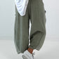 Balloon Linen Trousers with Fringe Details - taupe