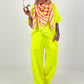 Short-sleeved sweater - neon yellow