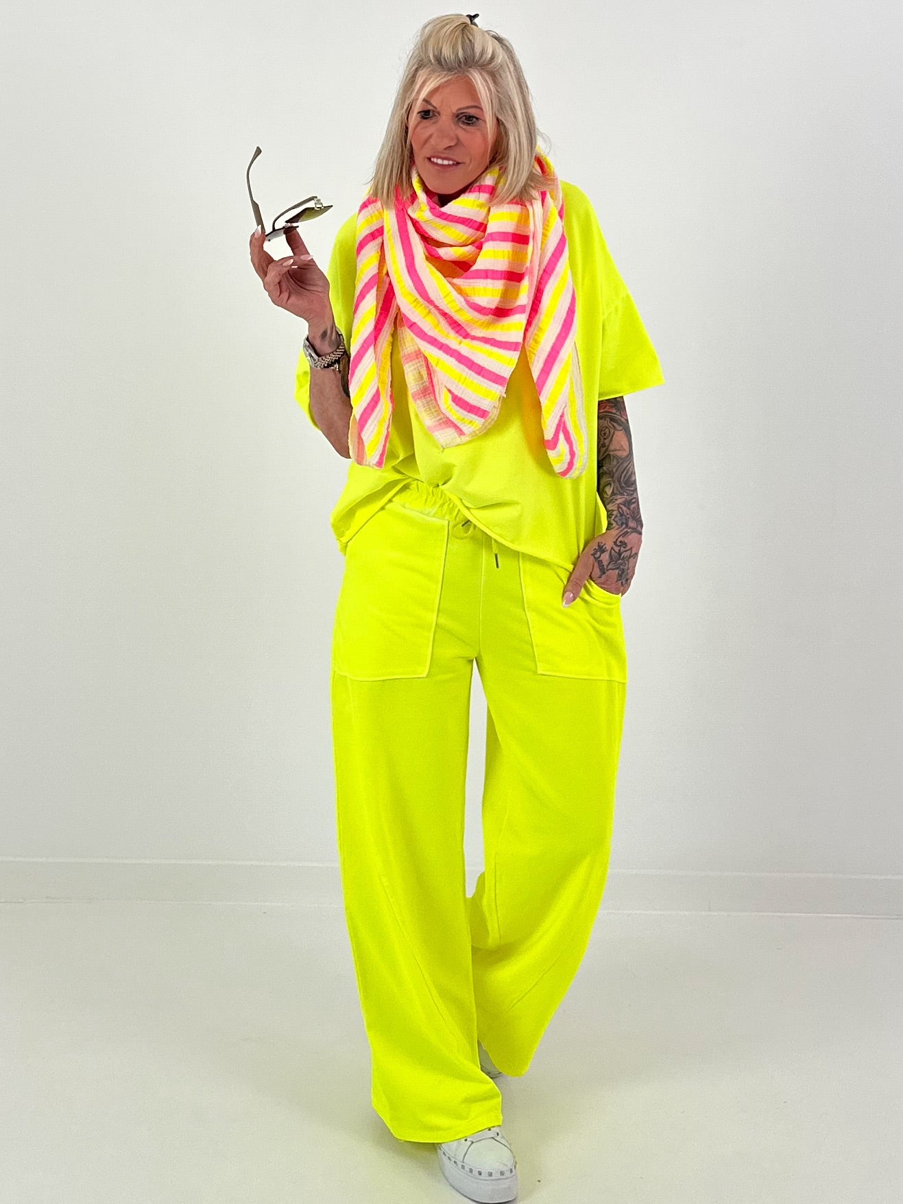 Short-sleeved sweater - neon yellow