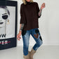 Strickpullover mit Turtleneck - mokka