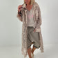 Jeansmantel mit floralem Netzeinsatz - beige ( lieferbar ab 26.05.26)