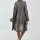 Jeansmantel mit Leo und floralem Netzeinsatz - taupe