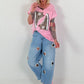 Jeans with large eyelets - denim