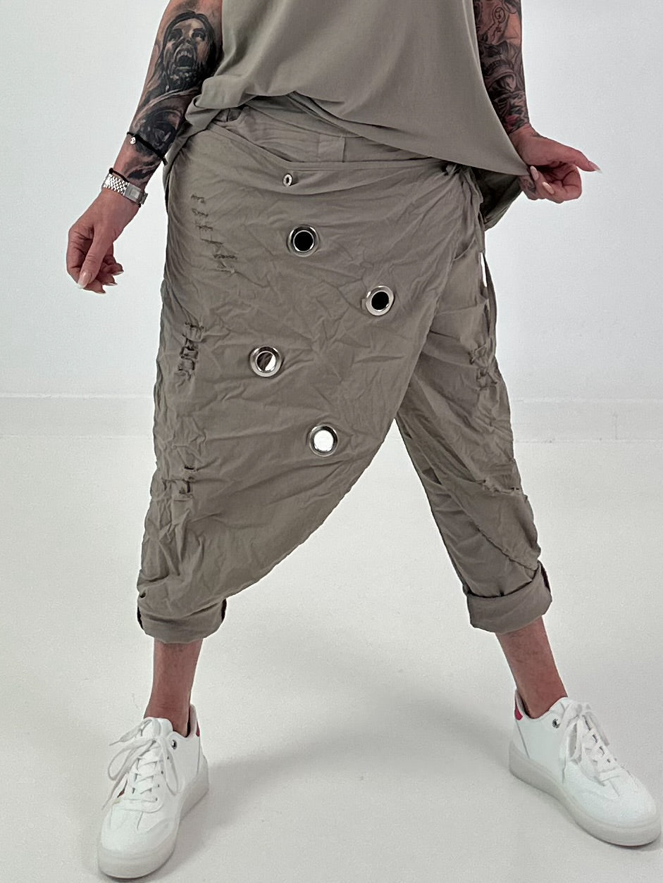 Stylische Hose im Knit-Look - taupe