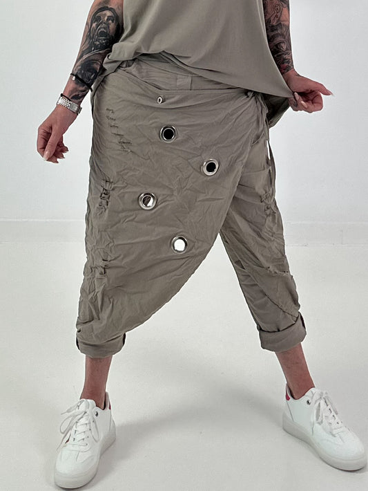 Stylische Hose im Knit-Look - taupe