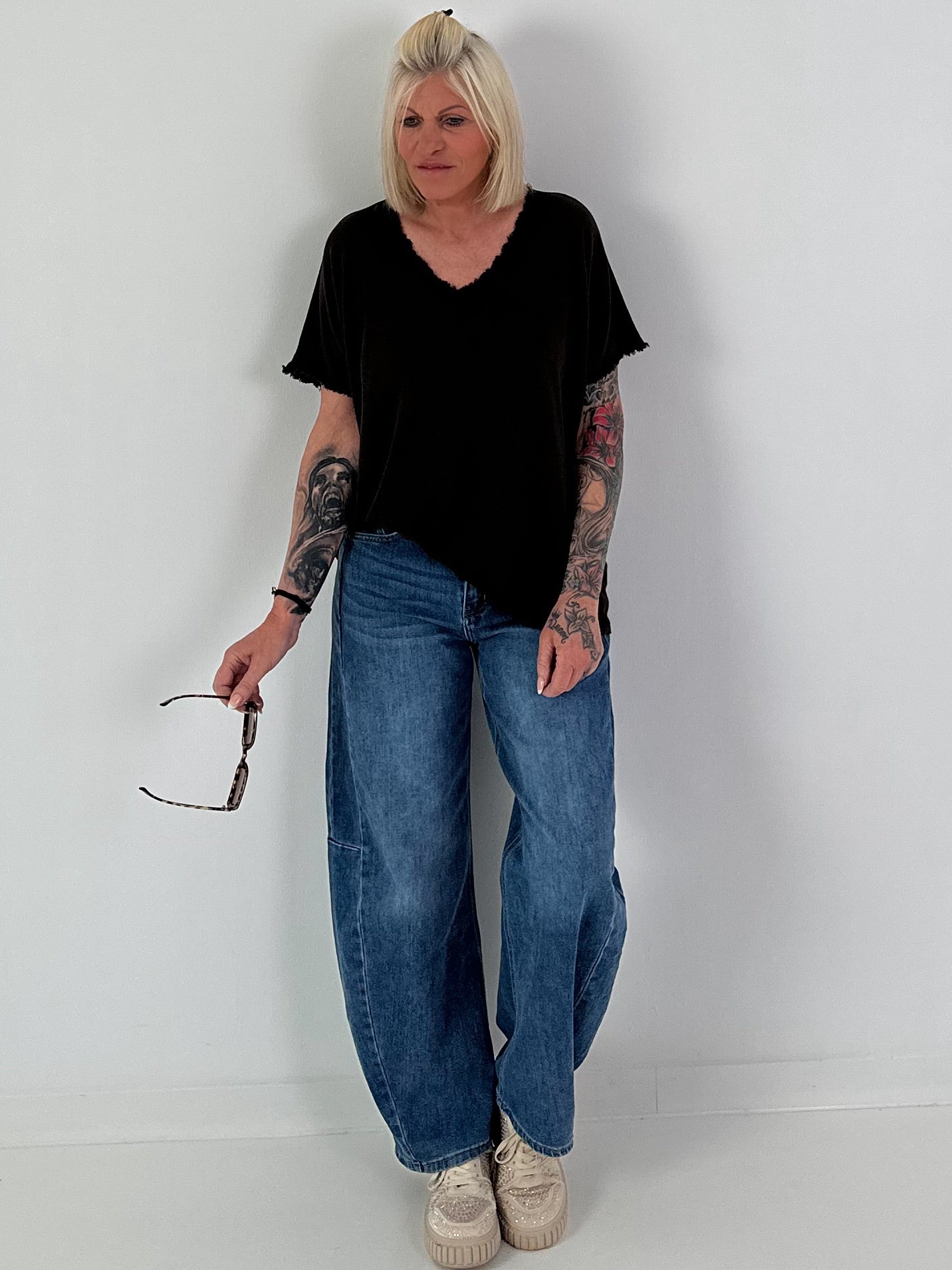 Ribbed Shirt with Fringe Details - chocolate