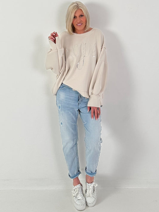 Sweater with lettering - beige