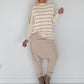 Strickpullover mit Streifen und Stulpenärmeln - creme-taupe