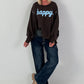 Sweatshirt with happy print - chocolate