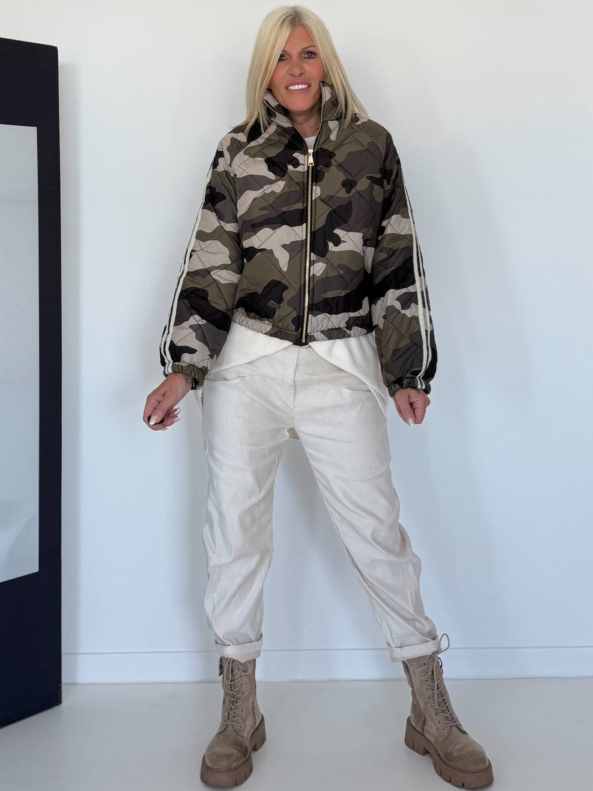 Bomberjacke im Camouflage-Look - oliv-beige-mehrfarbig