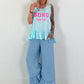 SOHO Top with Flounce - turquoise
