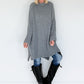 Long Strickpullover - grau