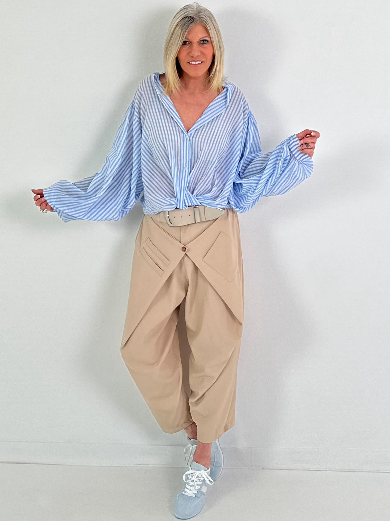 Hose mit Überwurf - beige