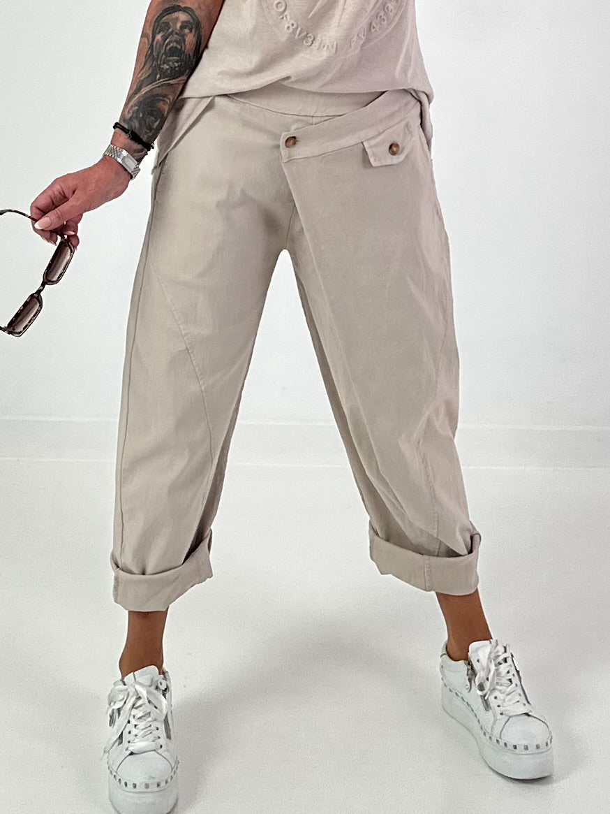 Balloon trousers with overlay - beige