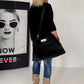 Tasche in Lederoptik mit Twist Lock Verschluss - schwarz
