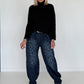 Jeans-Pumphose im Allover-Leoprint mit Gürtel - dark-denim