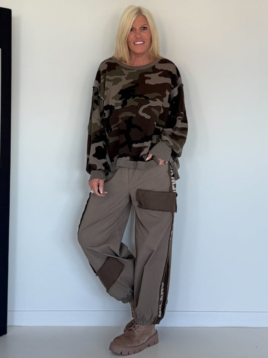 Camouflage-look sweater - taupe-mocha-multicolored