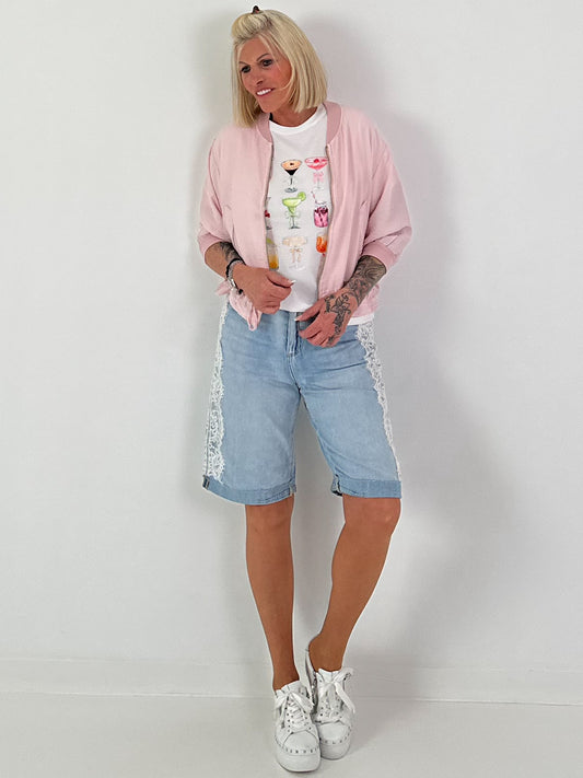 Leichter Blouson mit Bindedetail - rosa