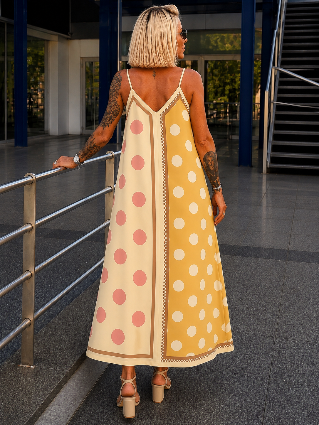 Luftiges Sommerkleid mit Print - gelb mehrfarbig