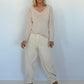 Basic Shirt mit V-Neck - beige