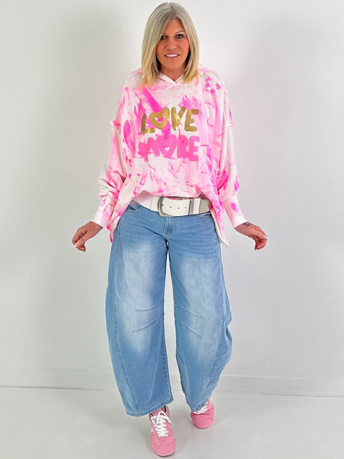 Oversized Hoodie Love - neonpink