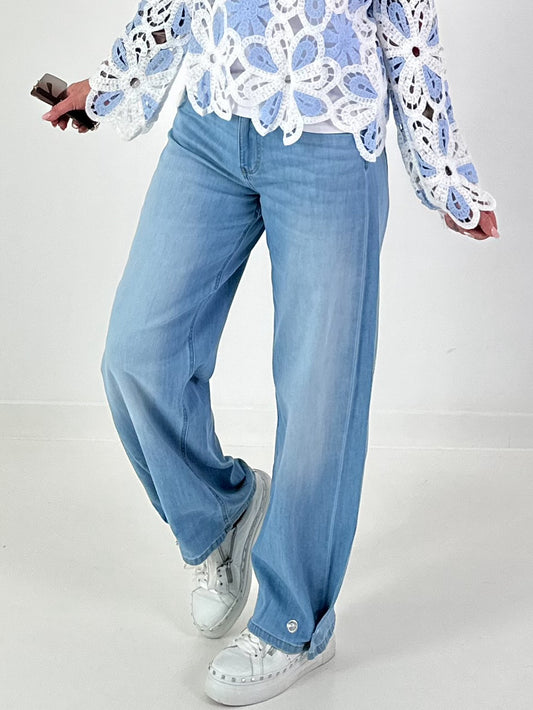 Button-hem jeans - denim