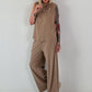 Two-piece set with bow detail - taupe