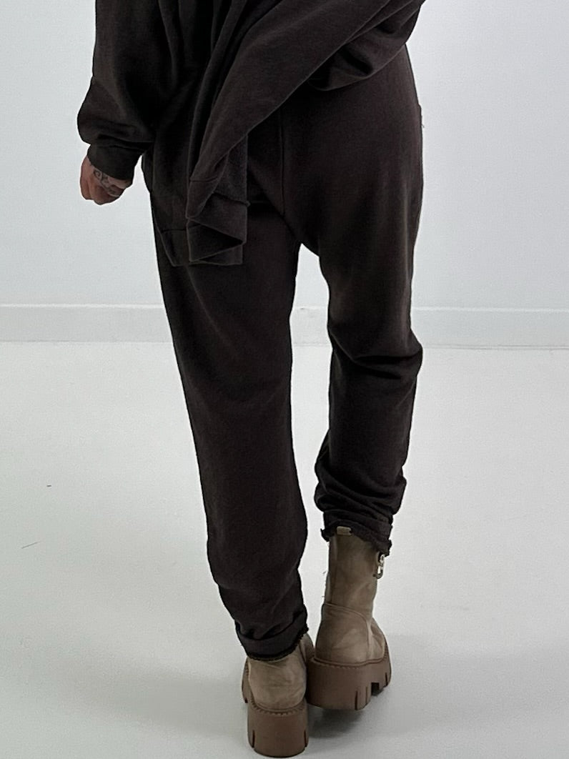 Sweat Baggy mit Tasche - mokka