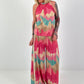 Two-piece with pattern and Lurex - pink-turquoise-beige