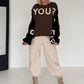 Sweater mit Strickeinsätzen - mokka