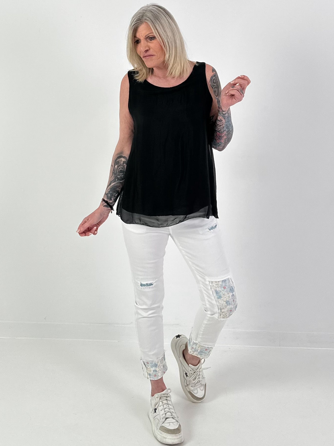 Seiden Top - schwarz