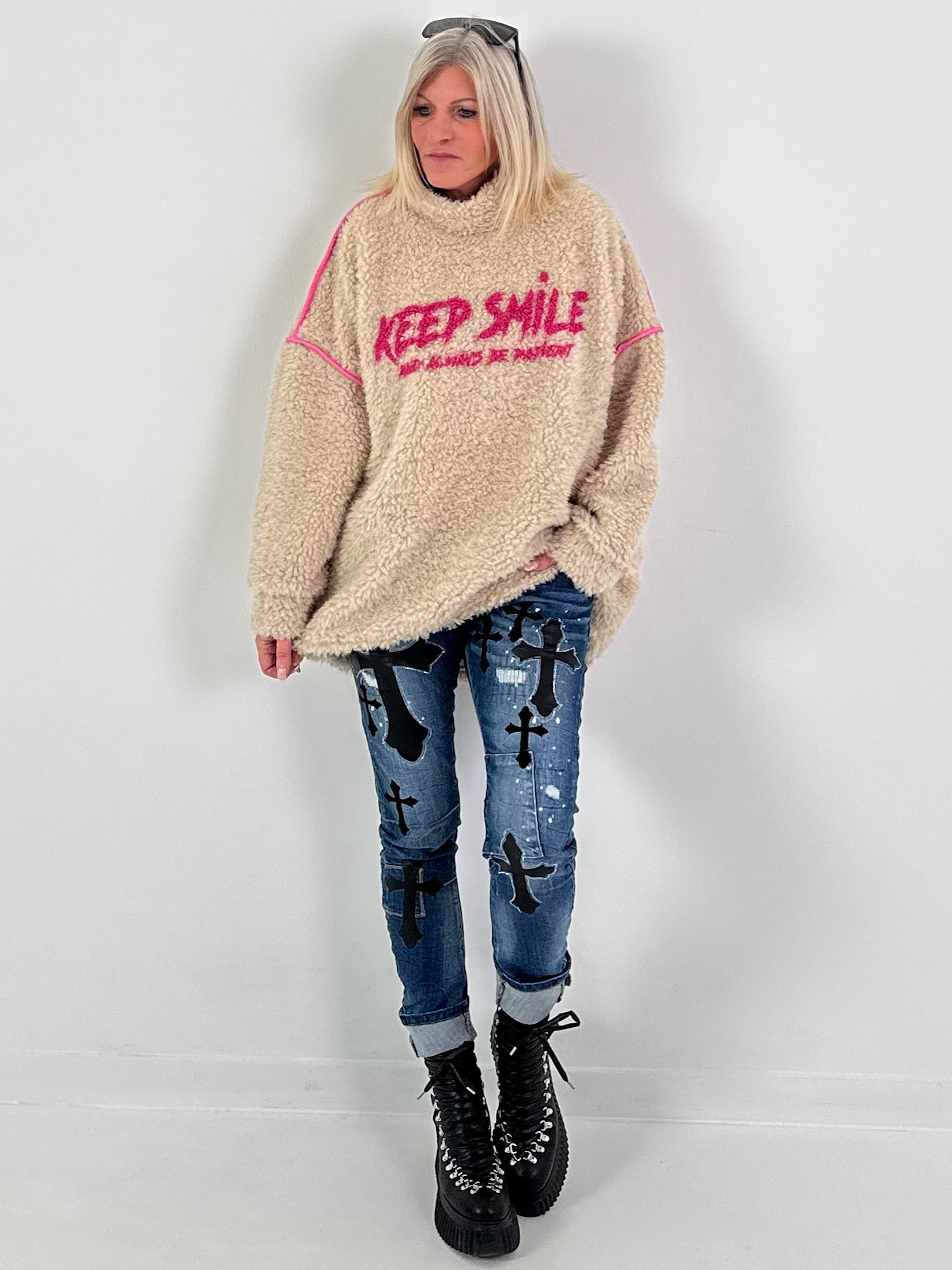 Teddy coltrui model "KEEP SMILE" - beige